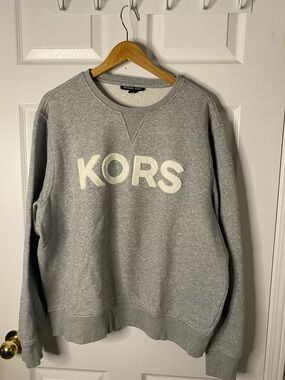 Michael Kors Gray Crewneck Sweatshirt with White KORS Applique #6